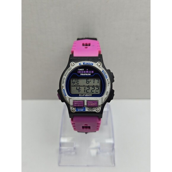 Timex Accessories - Vintage 1996 Timex Ironman Triathlon 50 Lap Purple Digital Watch New Battery